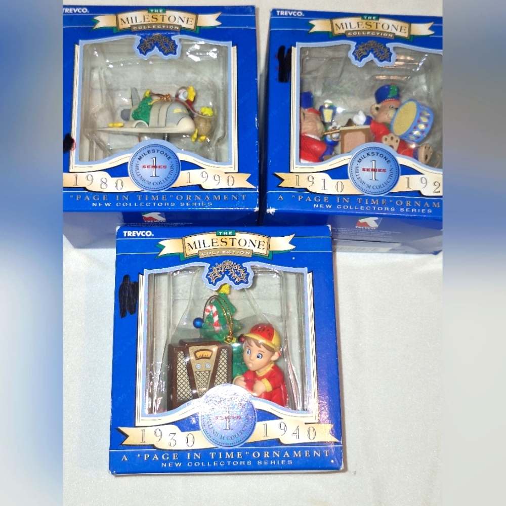 Trevco The Milestone Collection Set of  3 Christmas Tree Ornaments